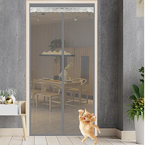 WKLSRHBD Fiberglass Garage Screen Door, Magnetic Heavy Duty Garage Door Curtain - Durable Breathable Mesh Patio Porch Privacy Curtain, With Full Magnetic Stripe (55.12x82.68inch)