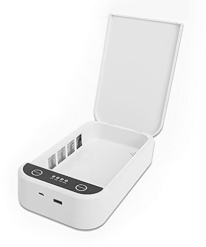 SagaSave UV-Desinfektionsbox, tragbarer Handy-Sterilisator mit Aromatherapie-Funktion mit USB-Aufladung für Brieftaschen, Masken, Uhren, Schlüssel (weiß)