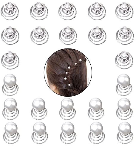 24 Stück Spiral-Haarnadeln, Braut-Haarnadeln Mit Kristall-Strasssteine, Swirl Und Perlen - Hochzeit Haarschmuck für Frauen, Mädchen, Brautparty (2 Stile)