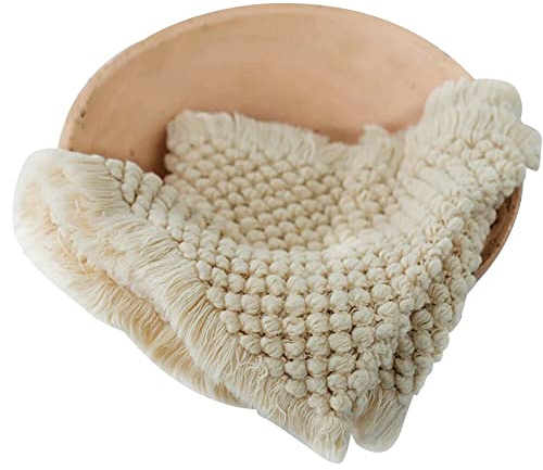 Neugeborene Fotografie Requisiten Decken Fotoshooting Kuscheldecke Baby Newborn Wrap Decke DIY Matte Foto Props Für 3-6 Monate, Beige