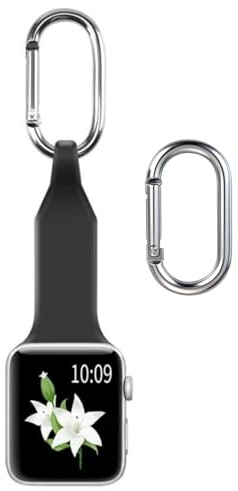 Compatible avec Apple Watch Fob, collier, porte-clés, sac, montre, clip, bracelet infirmière, pendentif, mousqueton, Z/noir/neuf, 42/44/45 mm