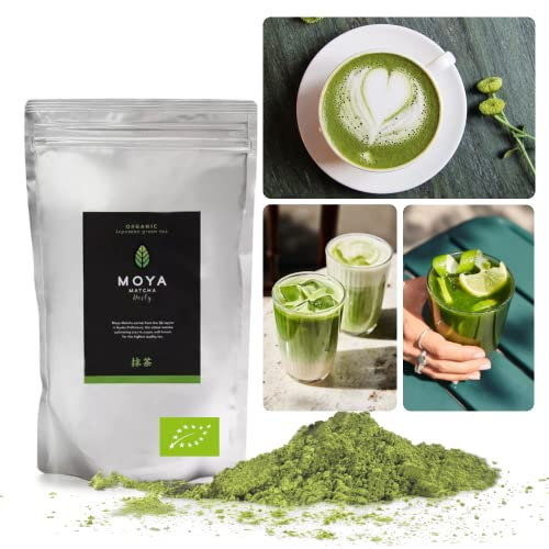 Moya Matcha Thé vert bio | 250 g Daily Grade (III) | Parfait pour boire avec des lattes, des smoothies et des limonades
