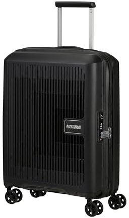 American Tourister Aerostep - Spinner S, Equipaje de Mano Ampliable, 55 cm, 36/40 L, Negro (Negro)