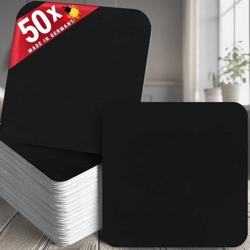 Funke & Brand blanko Bierdeckel schwarz eckig - 50x einfarbige Schwarze Bierdeckel - naturbelassene DIY-Untersetzer aus Holzschliffpappe - Coaster Getränkeuntersetzer Tisch-Deko - Rohling Quadratisch