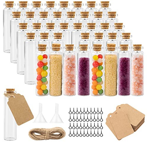 MXTIMWAN 40pcs Botella de Vidrio Mini - 20ml Pequeños - Botellas Con Tapa de Corcho para Invitados Bodas, Decoración, Fiesta, Especias y Mermelada
