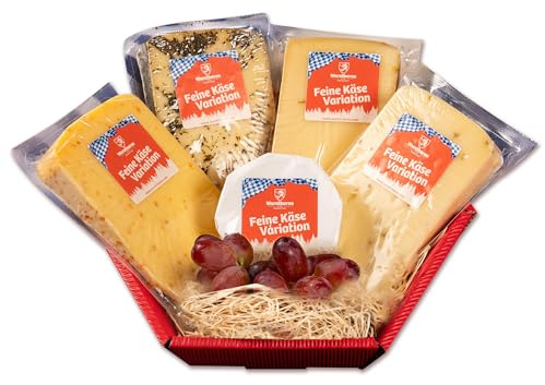 WURSTBARON® Geschenkkorb mit Käse, Präsentkorb Käsevariation für Feinschmecker im Geschenkkarton