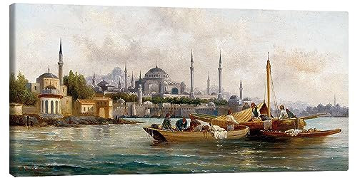 Posterlounge Handelsschiffe vor der Hagia Sophia, Istanbul Leinwandbild von Anton Schoth 40 x 20 cm Wandbilder Wanddeko