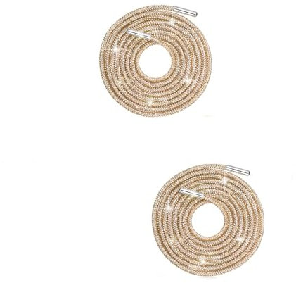 zalati skosnören 2 st skosträngar med strass och runda spetsar glitterrep för gör-det-själv huvtröjor skor byxor dekor, Guld, En Storlek