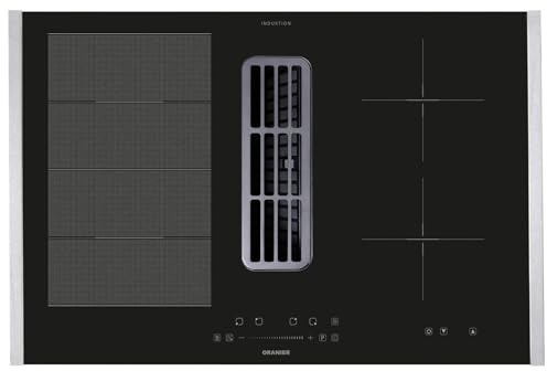 Oranier Flexx-Kochfeld 80 cm Induktion KFA490 - autarkes Induktionskochfeld mit Abluft-Umluft Kochfeldabzug inkl. Kochfeld-Seitenleisten aus Edelstahl