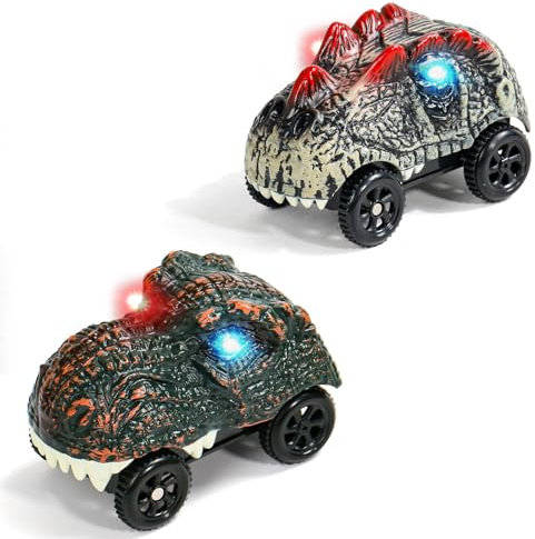 Jouet Enfant 2 3 4 Ans Garçon Dinosaure Jouet Voiture Compatible avec Circuit Voiture, TONZE Cars Cadeau Enfant 2 3 4 Ans(2 Pièces)