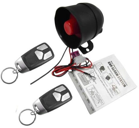 MASO Universal 12V Car Alarm Device System with 2 Remote Controls, Vehicle Security Protection System, Anti-Theft Device Car Horn Siren Alarm