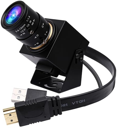 ELP 4K USB HDMI USB Camera Manual Zoom Webcam Variable Focus PC Camera Mini Close-up Camera for Computer H.264 Telescope USB Security Camera 8mp IMX415 Industrial CCTV Camera (2.8-12mm 4X Zoom Lens)