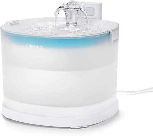 Cheerble Katzenbrunnen 2L, Pumpenlos, Trinkbrunnen für Katze mit Bewegungsmelder, BPA-frei, 23dB Ultraleise, Einfache Reinigung, Wasserbrunnen für Katzen und Kleintiere (Elfin E1)
