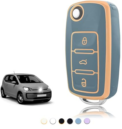TOOMUME Schlüsselhülle TPU, Autoschlüssel Hülle Passt für VW Volkswagen Golf 4/5/6 Polo Up Jetta Caddy Beetle Multivan T5 Seat Ibiza Leon Skoda Fabia, Schlüsselcover Schutz Schlüsselgehäuse - Flip Key