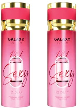 Pack of 2 - Galaxy Concept 121 Sexy Perfume Spray 200ml | Bergamot and Rose Fragrance | 121 Sexy Pour Femme Spray by Sapphire’s choice