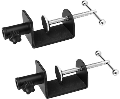 0XBIT Pince Bureau Support, 2 Pièces Pinces en C Ajustable, Mini Serre Joint avec Tampon Éponge, Installation est Stable, pour Pieds Cantilever, Pieds de Microphone
