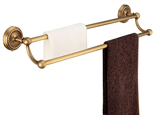 Generisch handtuchständer Handtuchstangen aus Messing im Vintage-Stil 2 Ebenen für das Badezimmer Wandmontage Regale robuster Handtuchhalter (Gold 40 cm)