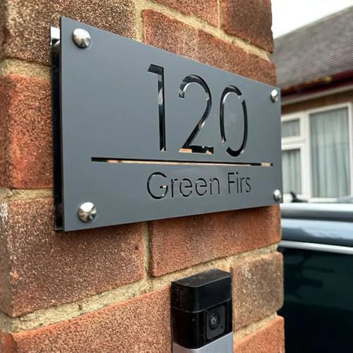 Targhetta con numero civico in acrilico 3D personalizzata, numeri civici moderni, per esterni, personalizzabile (18 x 35 cm)