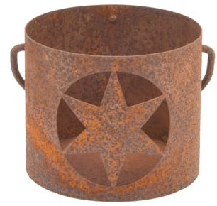 Teelichthalter Windlicht Kerzenhalter mit Stern Metall mit Edelrost mit Henkel Weihnachtsdeko Vintage 7,5cm hoch