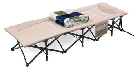 YHHLWXMDZ Campingbett für Erwachsene mit Polster und Kissen, Klappbett für Zimmer, Camp, Büro, Verwendung mit Decke, Reisebett Erwachsene, Trägt 200 Kg/440 Lbs