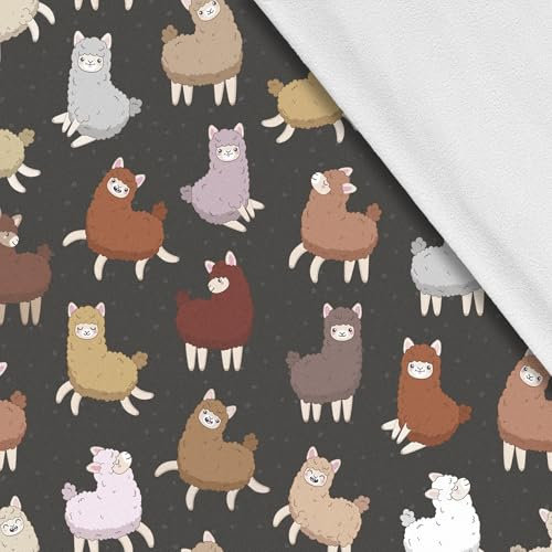 HEKO PANELS Softshell Stoff Meterware Outdoor Stoff Wasserfest Mit Fleece Stoff Zum Nähen Nähstoffe Windfest Für Jacke Wandern Sport Overall Alpakas 1 Meter 145 x 100 cm