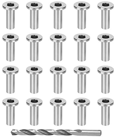 IWOWHERO 80piezas Kit De Fundas De Inoxidable Para Cables De Protector De Cuerda Para Barandillas De Madera Escaleras y Broca