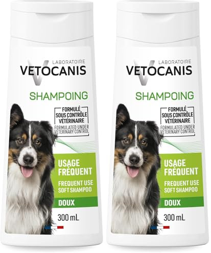 Vetocanis - Shampooing Dermoprotecteur pour Chien Usage Fréquent - Extrait d’Aloe Vera Hydratant - 0 pourcent Silicone 0 pourcent Parabène - Made in France - Lad, 300 ML (Lot de 2)