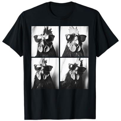 Hahn trägt Sonnenbrille Photobooth Selfie Farm Huhn T-Shirt