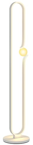 HOMCOM LED Stehleuchte, Dimmbar Stehlampe, Standleuchte mit Nachtlicht, Fußschalter Wohnzimmerlampe mit Glasschirm für Schlafzimmer, Weiß