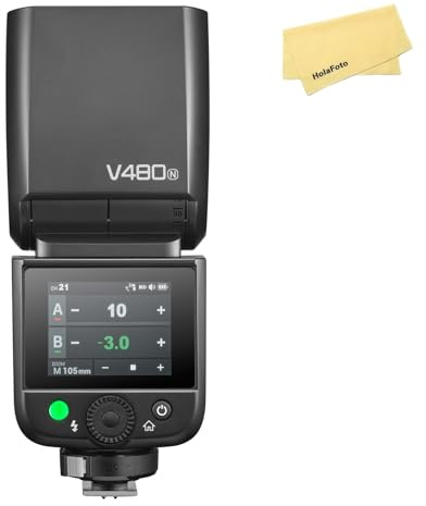 Godox V480N TTL Camera Flash for Nikon Camera Flash Speedlite Speedlight Light,GN50,7.2V/2200mAh Li-ion Battery,2.4G HSS 1/8000s, 650 Full-Power Flashes, 1.7s Recycle Time, 10 Levels LED Modeling Lamp