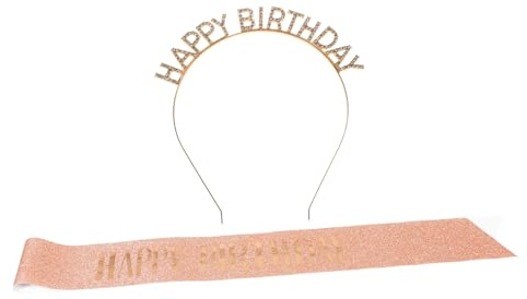 WOFASHPURET Bandeau et Bandoulière Pailletés Joyeux Anniversaire Ensemble Décoration et Accessoires pour Fête Anniversaire pour Filles et Femmes