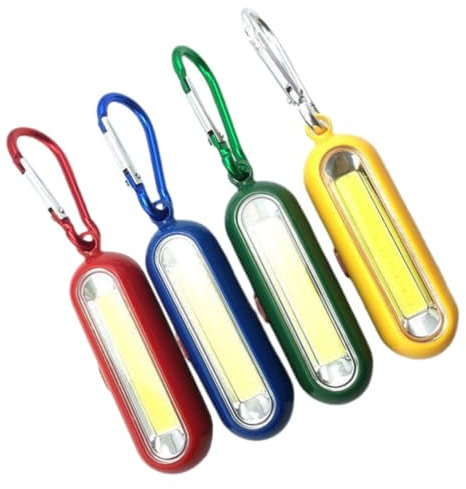 LOORGVEL Mini Lampes de Poche Porte-clés Couleur Aléatoire en Plastique Lot de 4 Portables et Faciles à Transporter pour Décor de Paquet à Dos et Diverses Occasions