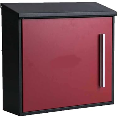 Standbriefkasten Freistehend, Abschließbarer Wandbriefkasten für Zuhause, Schule, Postkasten Verzinktes Blech, 35x33x11cm, Rot