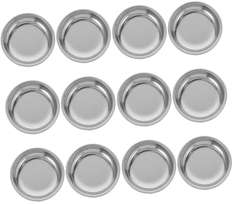 Acier Inoxydable Plateau à Sachets de Thé Rond 12 Pièces | Repose-sachets de Thé, Structure Stable, Nettoyage Facile, Usage Maison et Bureau, Argenté