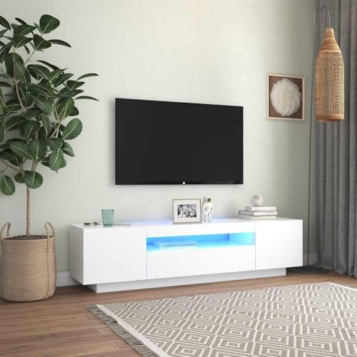 Générique Meuble TV avec lumières LED Blanc 160x35x40 cm,Meubles,Meubles TV,Blanc,30 KG,804427