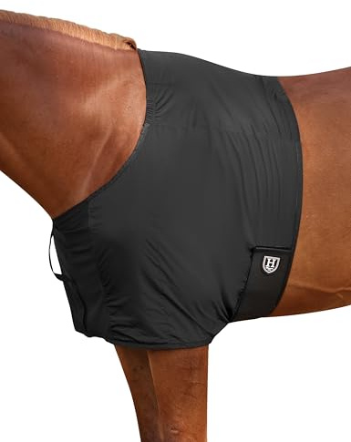 Harrison Howard Horse Shoulder Guard with Fleece-Lined Front Legs, Anti-Rub Stretch Nylon Protector for Horse Care Blankets Black M