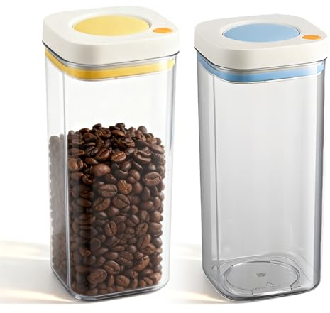 Kaffeedose Luftdicht, 2 Stück 1800 ml Vorratsbehälter für Kaffeebohnen Behälter und Kaffeedosen Aufbewahrung, Kaffeebehälter Luftdicht Geeignet für Kaffee Pulver Nüsse Trockenfrüchte Kakao Teeblätter