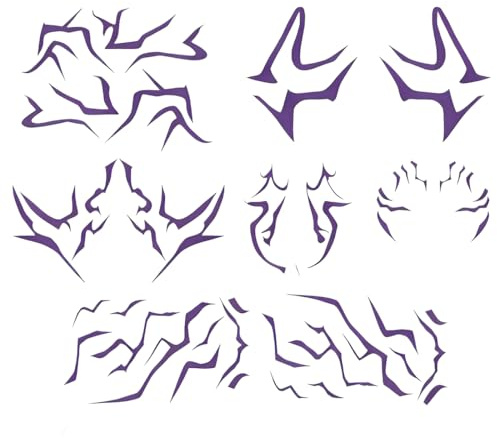 LONZIKP 8 Unidades de Pegatinas de Tatuajes temporales, Accesorios de Tatuaje, Ideales para Cosplay, Halloween y Fiestas temáticas (Púrpura diabólico)
