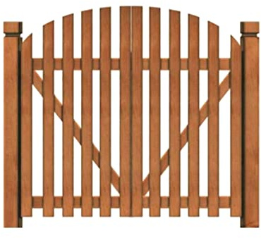 Elegant Teak Color Double Opening Wooden Garden Gate - 150x100cm Outdoor Fence Partition with Arch Frame - & Stylish Garden Entrance for Enhanced Protection