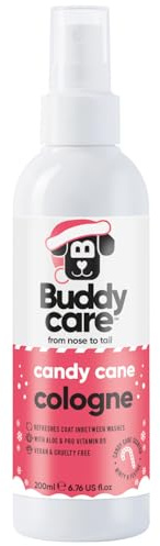 Buddycare Dog Cologne - Candy Cane - Refreshing and Minty Scented Dog Cologne - Refreshes Between Dog Washes (200ml)