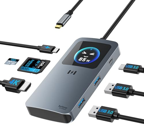 SELORE Adaptateur USB C, Hub USB C HDMI 4K Multiport pour MacBook Pro/Air | PD 100W, Ports USB 3.0/2.0, SD/micro SD, Dock USB C 7-en-1 avec écran Compatible ChromeBook Pixel iPad Pro Tablette Type C
