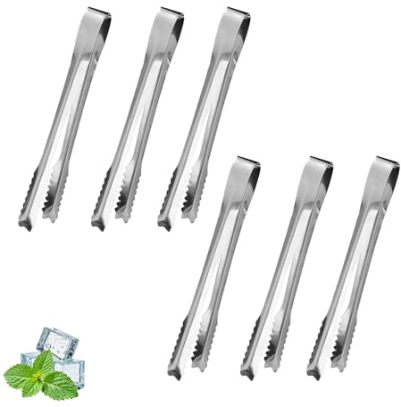 6Pcs Ice Tong,6inch Stainless Steel Mini Serving Tongs,Sweet Tong for Pick Mix,Little Tong Set for Food Sweets Bread Cake Kitchen Wedding Party Bar Bucket,Easy to Use and Clean
