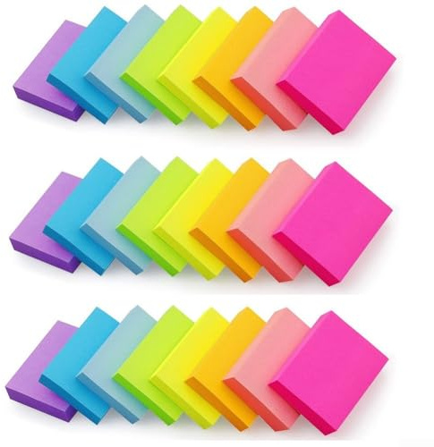 LatoYard Haftnotizen, 51 x 38 mm, 8 Farben, stark klebend, für Büro, Schule und Zuhause, 24 Stück