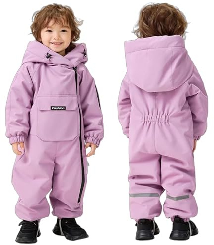 Runstarshow Toddler Boy Snowsuit Boys Girls Waterproof Warm Fleece Lined All in One Suit Kids Winter Jumpsuit with Reflective Strips Aged 1-6