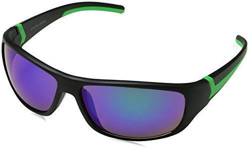 Eyelevel Men's REBEL REBEL Oval Sunglasses 65, Black/Green/Blue Mirror