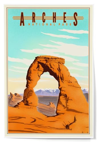 Lantern Press Arches National Park, Lithograph, 12x18 Inch Art Print, Home Decor