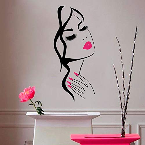 Wandaufkleber 38 cm X 90 cm Tapetensticker Kosmetik-Salon Maniküre Nagelstudio Hand Mädchen Gesicht Vinyl Sticker Home Decor Friseur Frisur Wall Sticker
