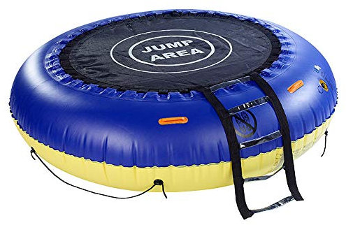 MonsterCadeaux Bouée Trampoline 4 en 1 et Patogeoire pour Enfants, Jeu pour Jardin et Piscine, Île Flottante Gonflable, Diamètre 1m93