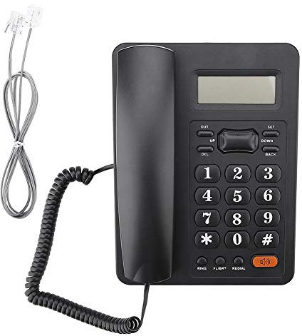 Affichages d'identification de l'appelant téléphonique, Téléphone Filaire Filaire pour hôtel à Domicile Téléphone de Bureau Téléphone Fixe de Bureau Identification de l'appelant, Noir