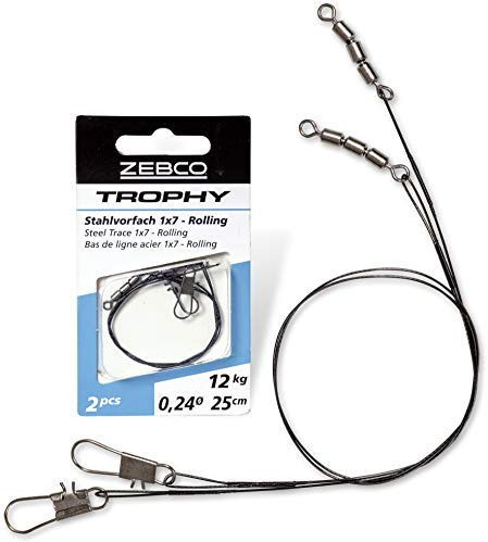 Zebco Qualitäts Trophy Stahlvorfach 1x7 Rolling sicheres Vorfach Material Spinnfischen Angel-Zubehör Hecht Angeln, 6-15 kg